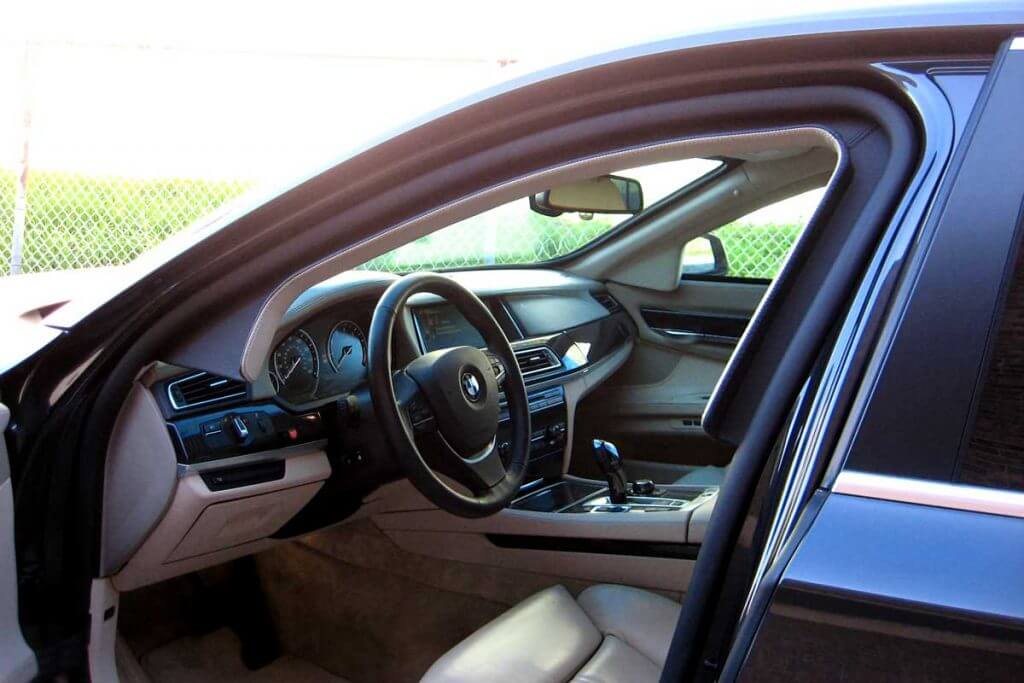 TAG Picture of armored BMW interior with bulletproof glass