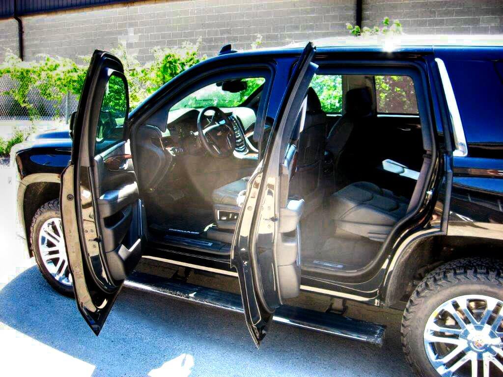 TAG Interior of bulletproof armored Cadillac Escalade with hydraulic steering
