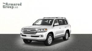 White armored Toyota Land Cruiser (TLC) 200 Series cash-in-transit vehicle picture