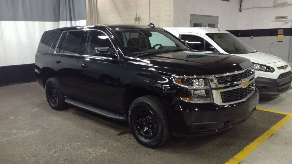 TAG Armored Chevrolet Tahoe Front Side Corner View Black Bullet Proof