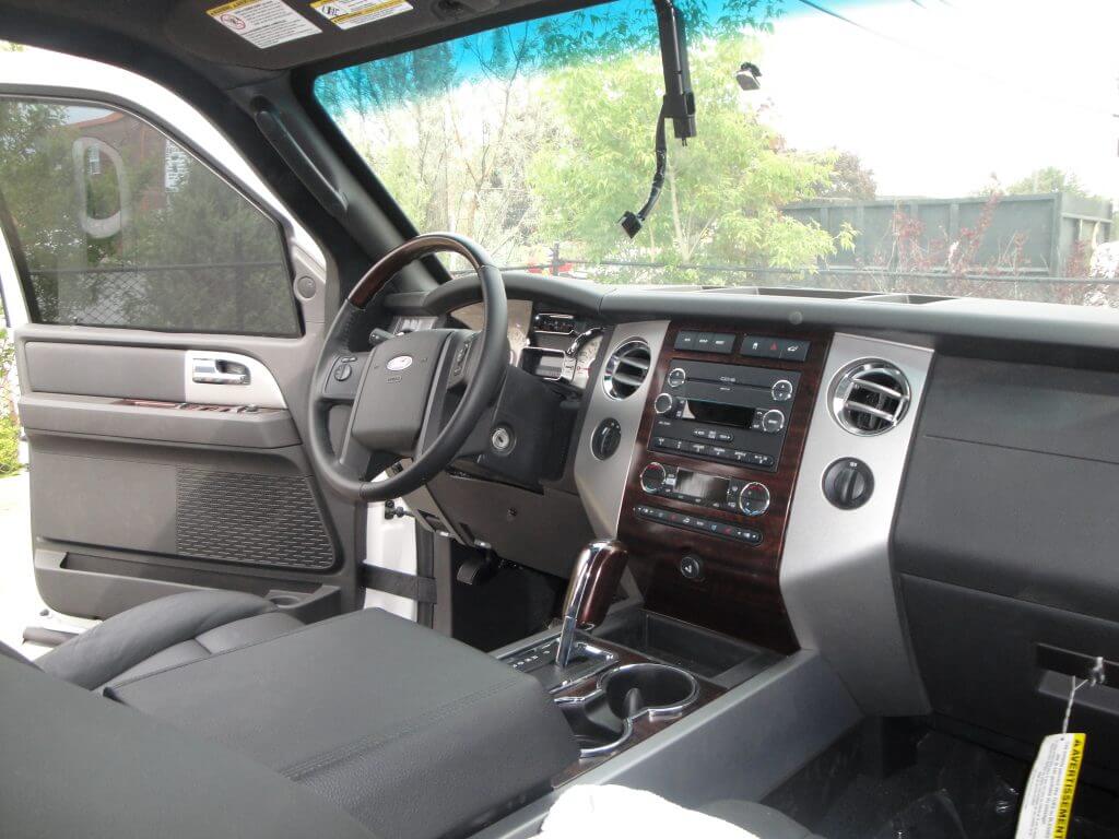 TAG Interior of armored Ford Expedition SUV passenger vehicle