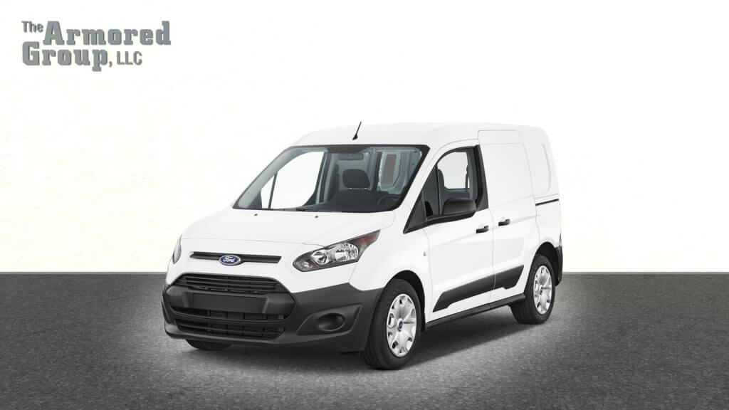 TAG White armored Ford Transit Connect van picture