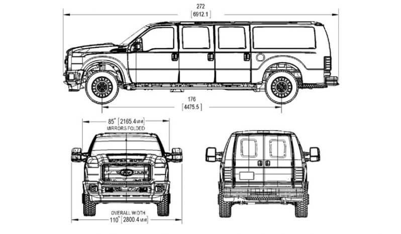 TAG Tactical Utility Vehicles Ford Mobile Commander Sketches Dimensions