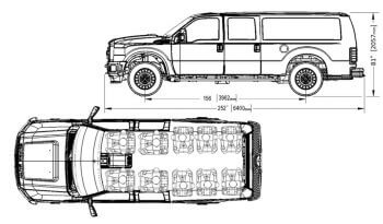 TAG Tactical Utility Vehicles Sketches Bumper To Bumper Dimensions Sky View Seating Arrangement