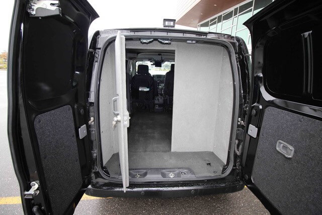 TAG Armored Nissan NV 200 Interior of bulletproof Nissan NV 200 cash-in-transit cargo van