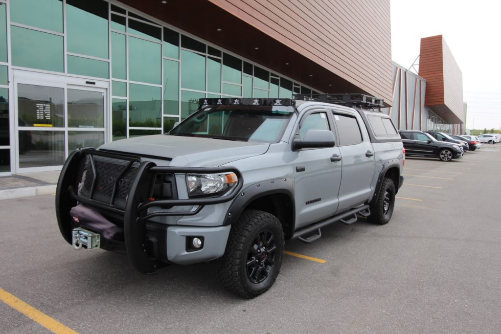 Front shot of armored toyota tundra
