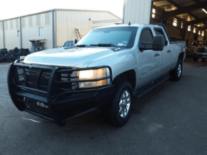 Armored truck with bumper attached